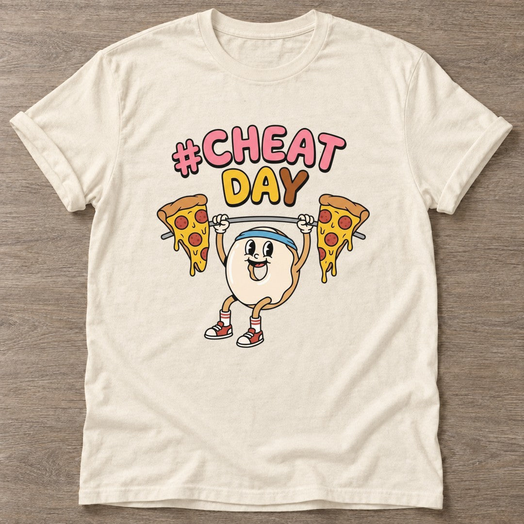 Natural Pizza Lift T-shirt — funny gym slogan, for women who train and laugh about it