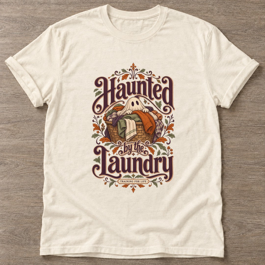 Natural Laundry Ghost T-shirt — funny gym slogan, for women who train and laugh about it
