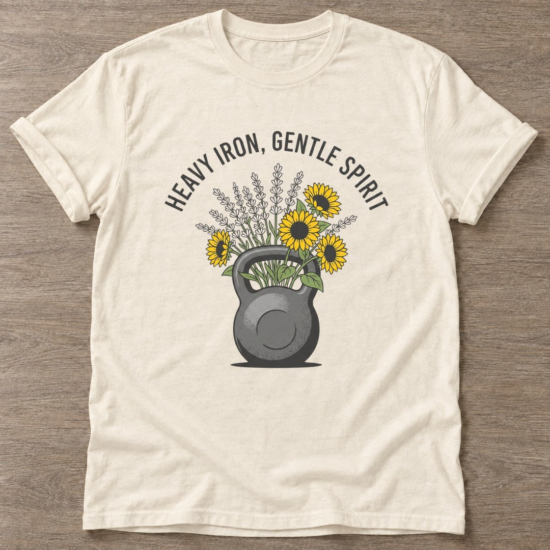 Natural Iron Flowers T-shirt — floral strength design, for women who train