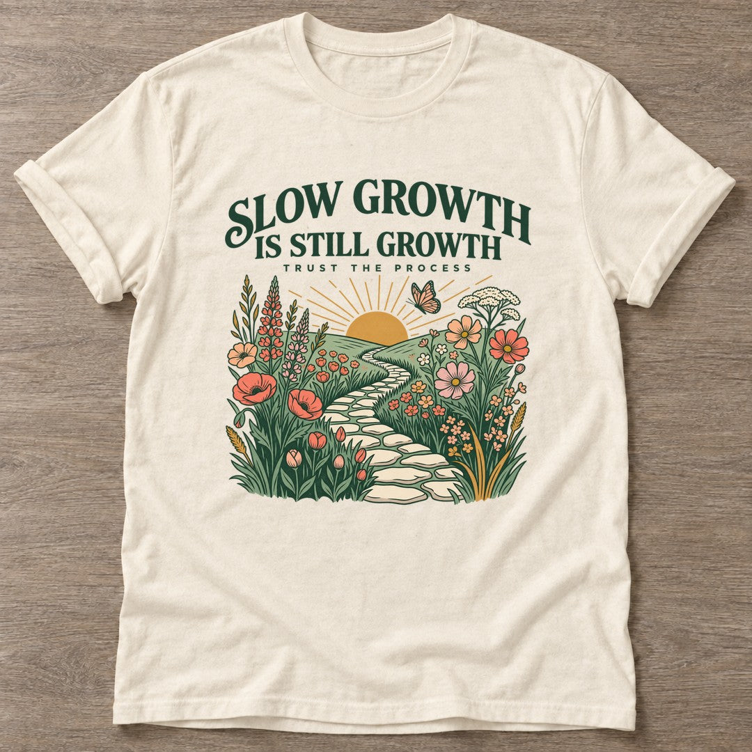 Natural Blooming Path T-shirt — floral strength design, for women who train