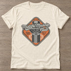 Natural High Mileage Garage T-shirt — longevity training design, for women over 40