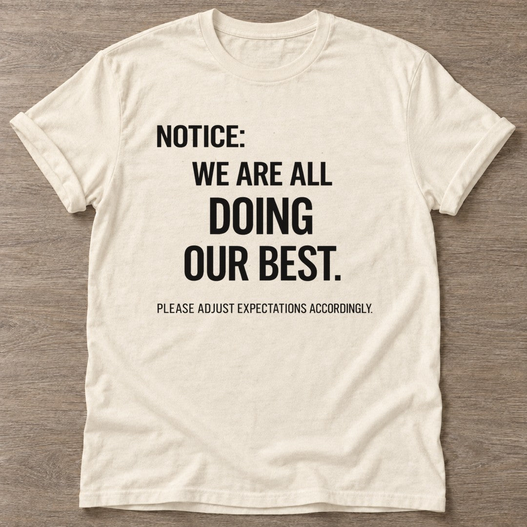 Natural Realistic Standards T-shirt — funny gym slogan, for women who train and laugh about it