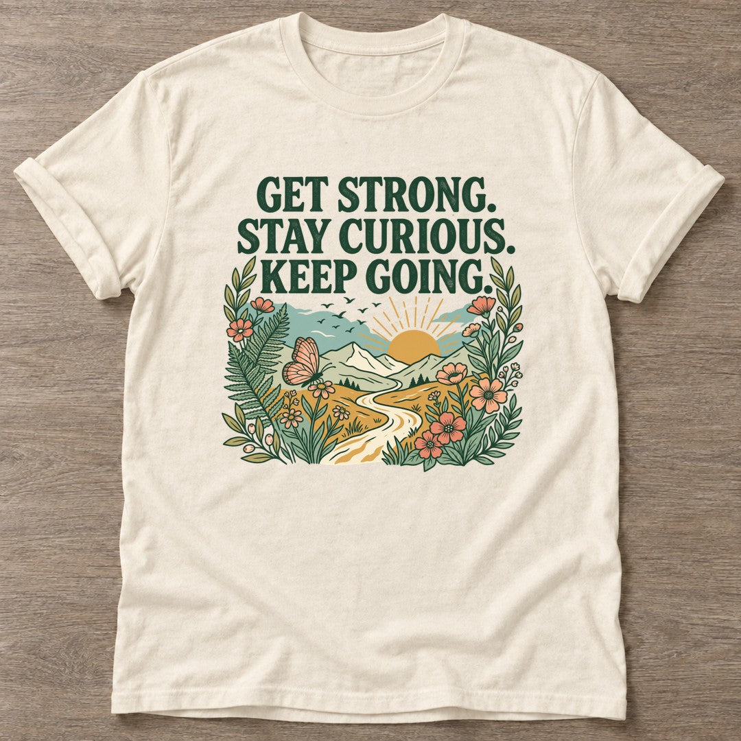Natural Get Strong T-shirt — weightlifting design, for women who lift