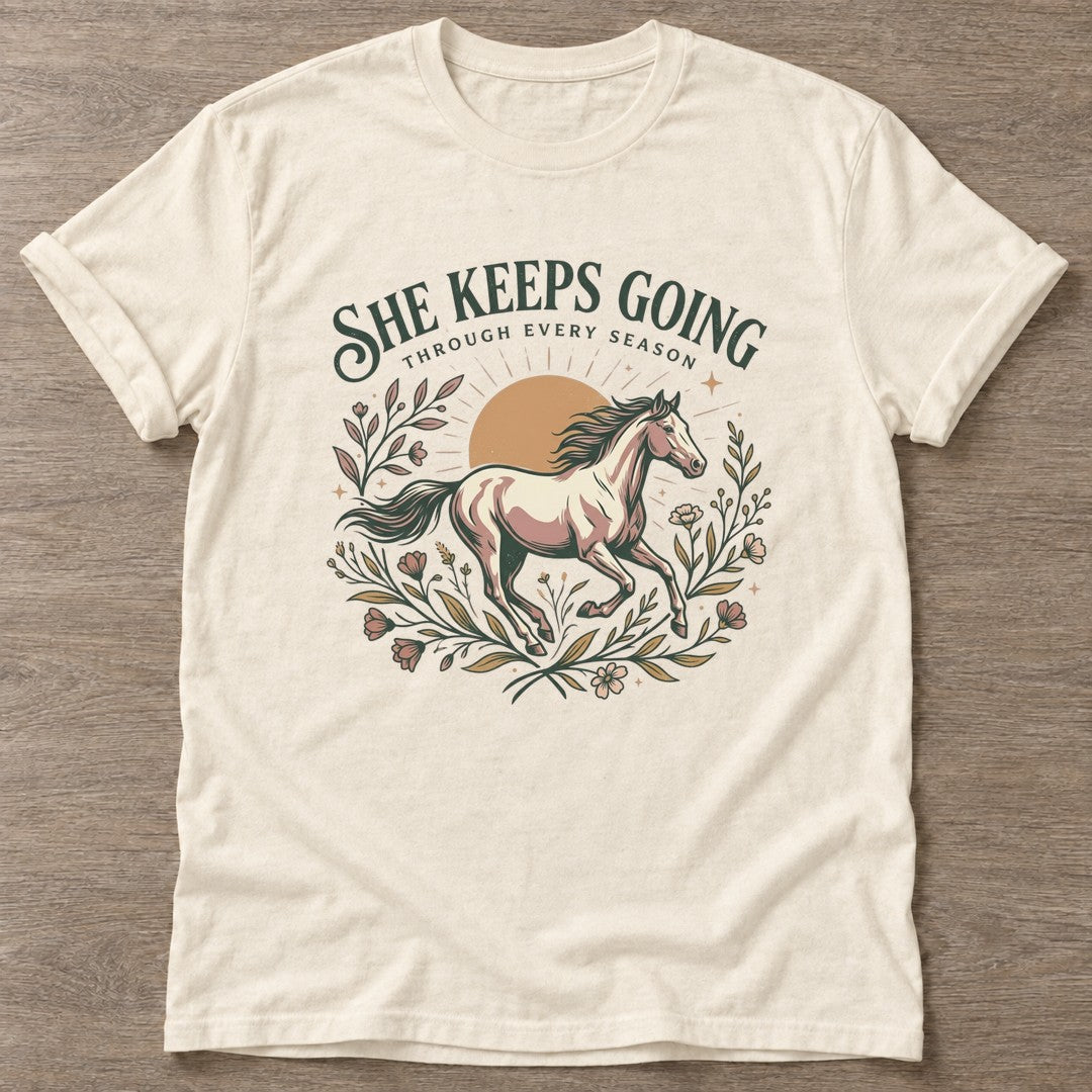 Natural Through Every Season T-shirt — longevity training design, for women over 40