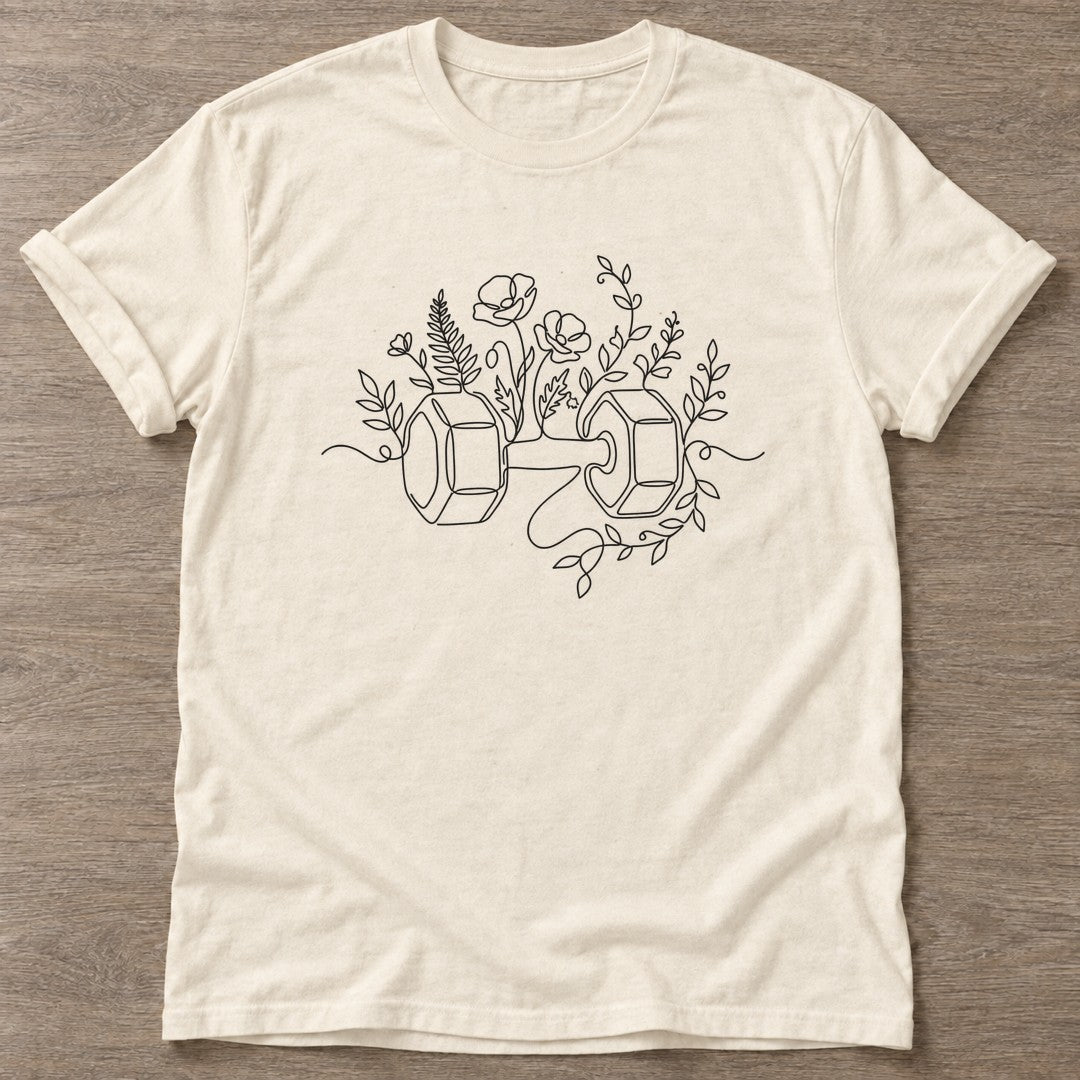 Natural Strength Blooms T-shirt — floral strength design, for women who train