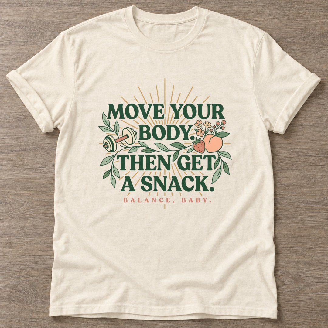 Natural Snack Reward T-shirt — funny gym slogan, for women who train and laugh about it