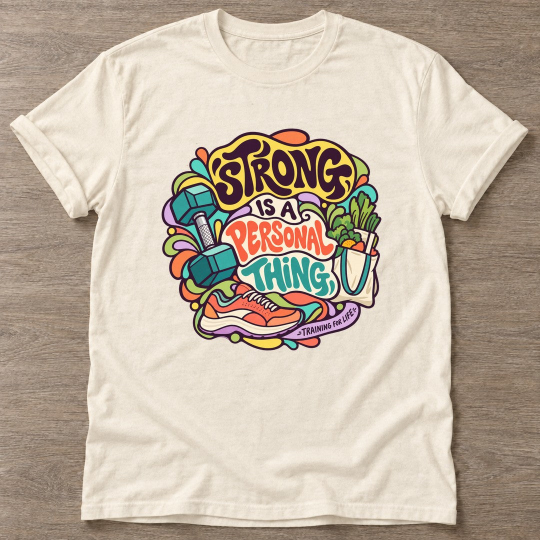 Natural Strong Personal Thing T-shirt — body positive design, for every body in the gym