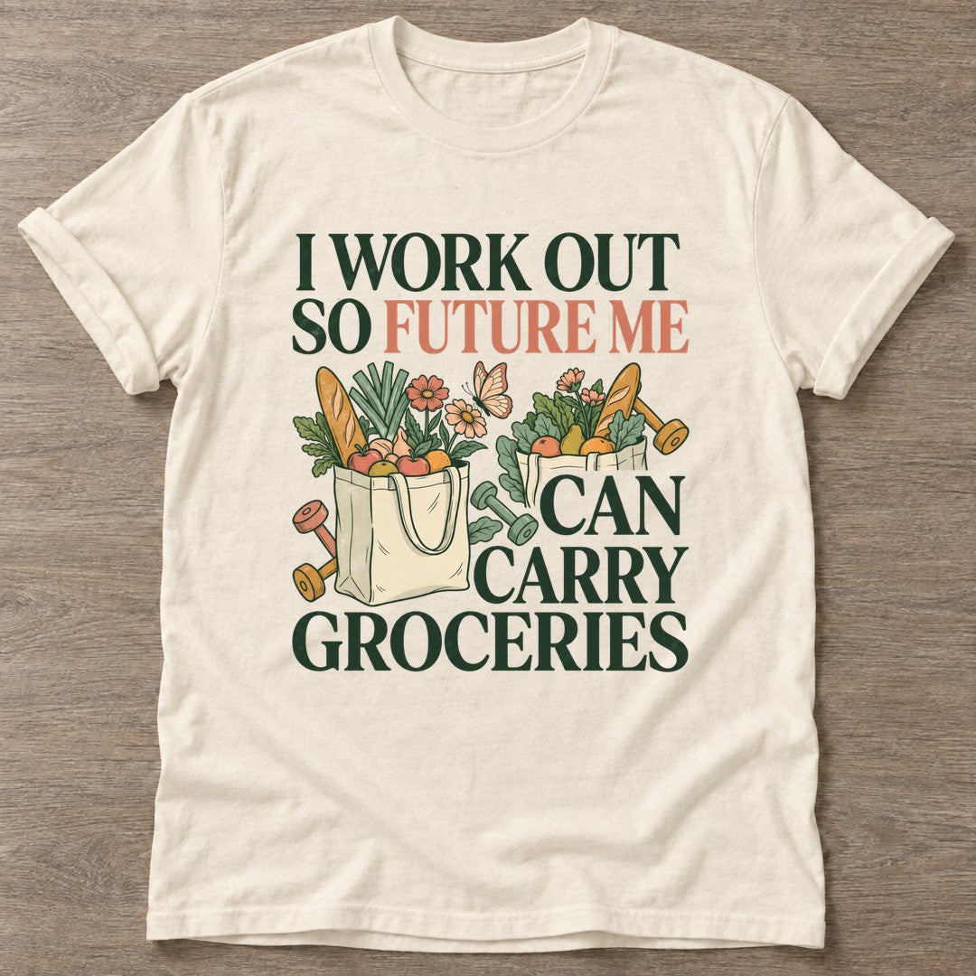 Natural Workout Payoff T-shirt — motivational slogan design, for women who train