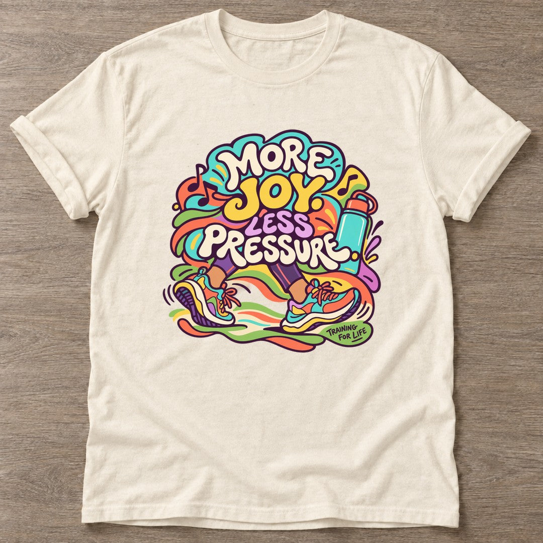 Natural Joy Over Pressure T-shirt — rest and recovery design, for women who train