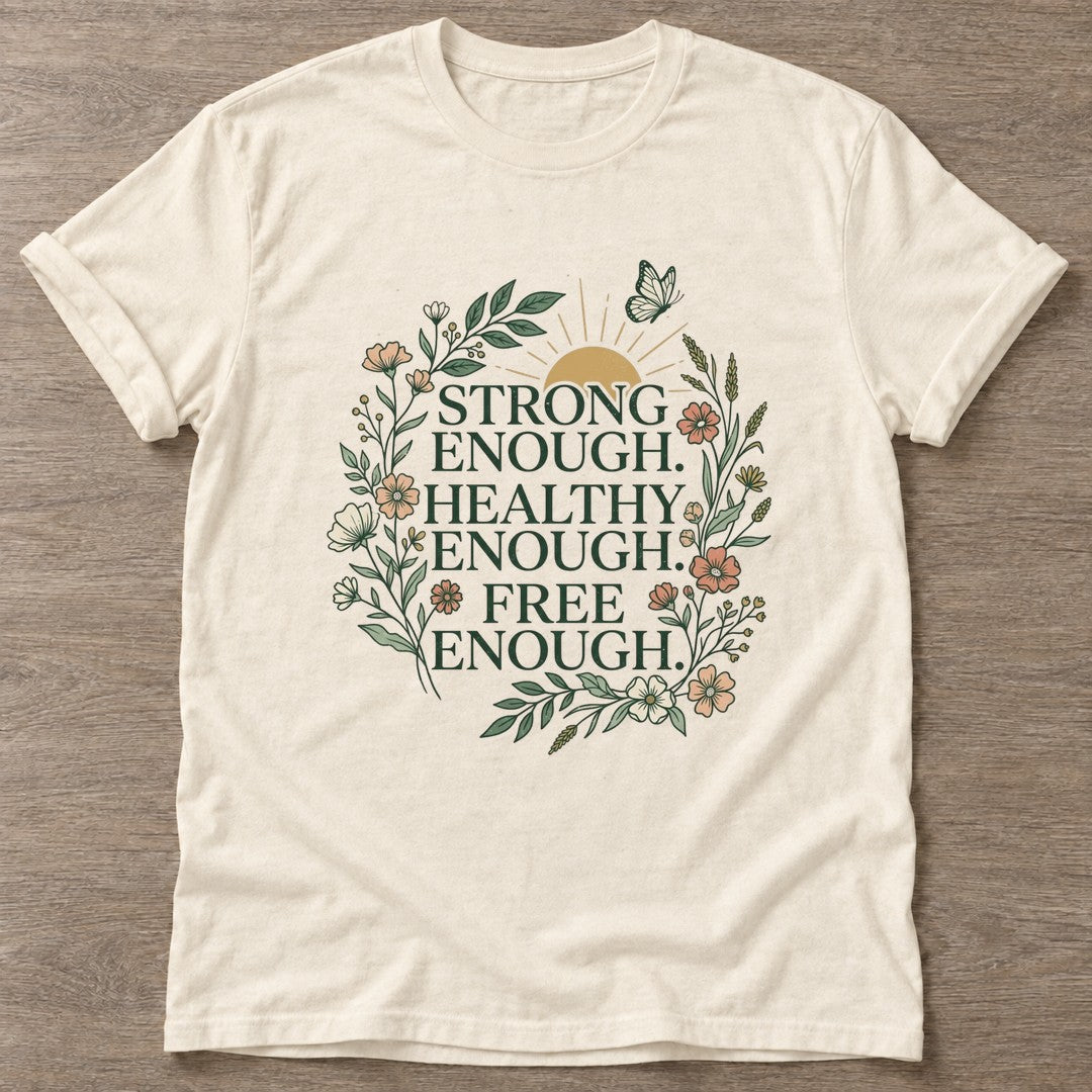 Natural Enough Movement T-shirt — motivational slogan design, for women who train