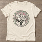 Natural Blooming Purpose T-shirt — floral strength design, for women who train