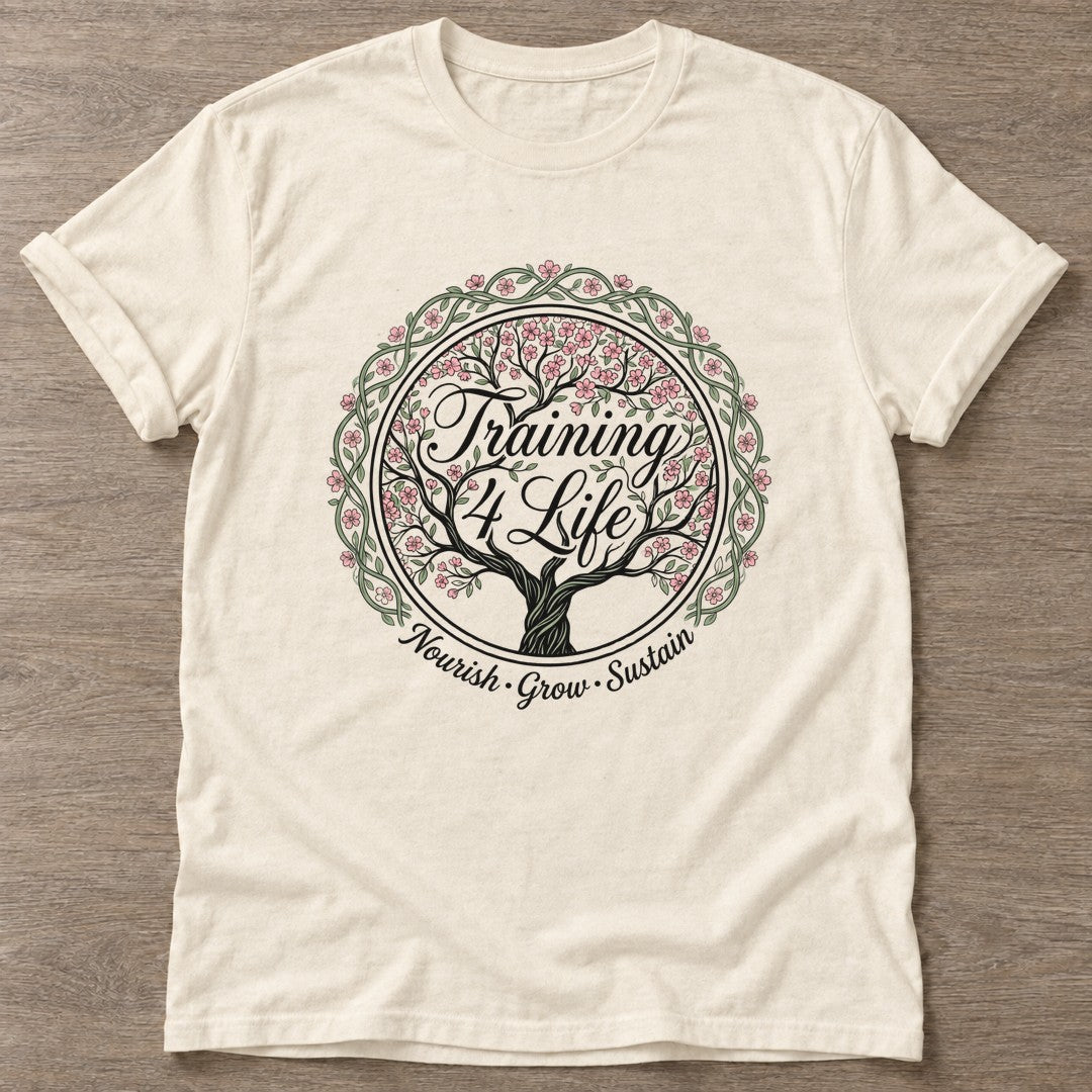 Natural Blooming Purpose T-shirt — floral strength design, for women who train