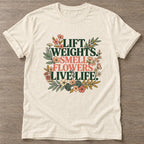 Natural Flower Gains T-shirt — floral strength design, for women who train