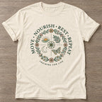 Natural Nourish Repeat T-shirt — rest and recovery design, for women who train