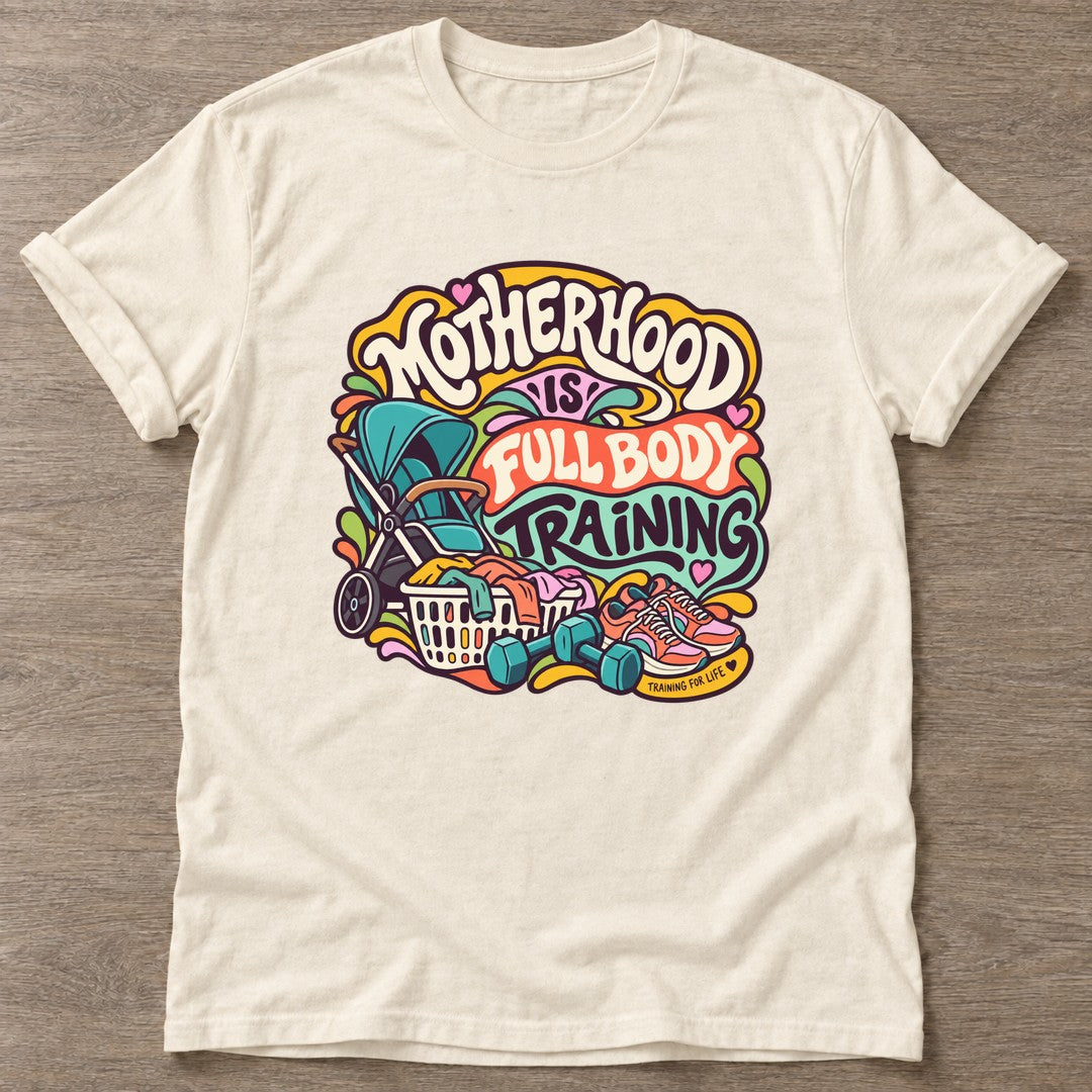 Natural Mom Gains T-shirt — weightlifting design, for women who lift