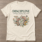 Natural Show Up Bloom T-shirt — floral strength design, for women who train