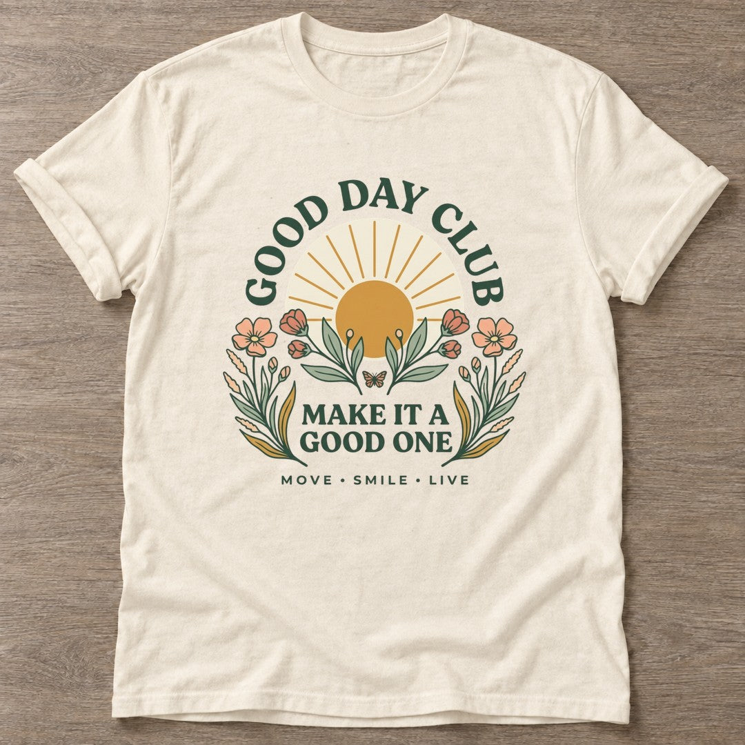 Natural Move Smile Live T-shirt — everyday workout design, for women who move