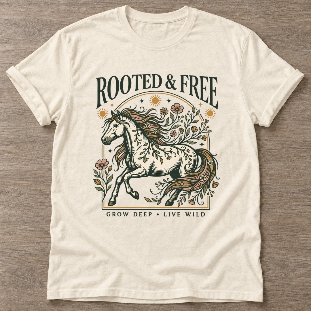 Natural Untamed Bloom T-shirt — floral strength design, for women who train
