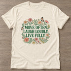 Natural Bloom In Motion T-shirt — floral strength design, for women who train