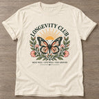 Natural Butterfly Longevity T-shirt — longevity training design, for women over 40