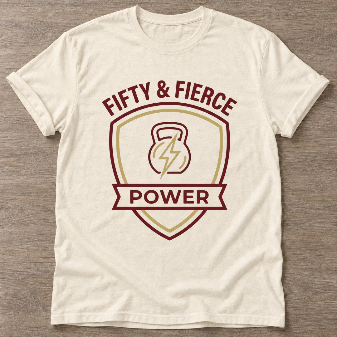 Natural Fierce Power T-shirt — weightlifting design, for women who lift