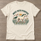 Natural Purpose Rider T-shirt — motivational slogan design, for women who train