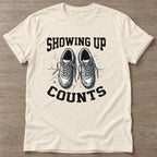Natural Laced Intent T-shirt — running design, for women who run