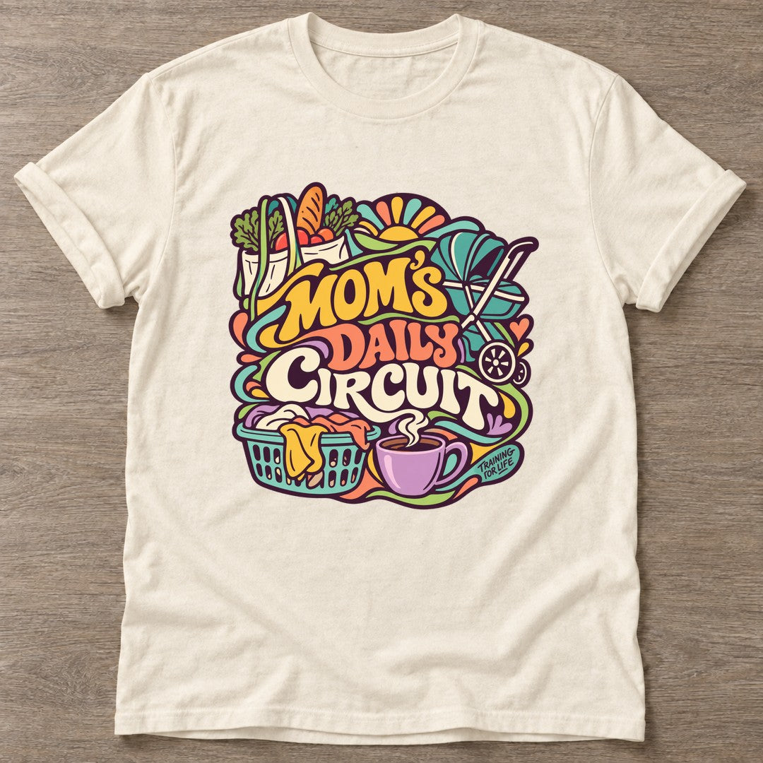 Natural Moms Daily Circuit T-shirt — funny gym slogan, for women who train and laugh about it
