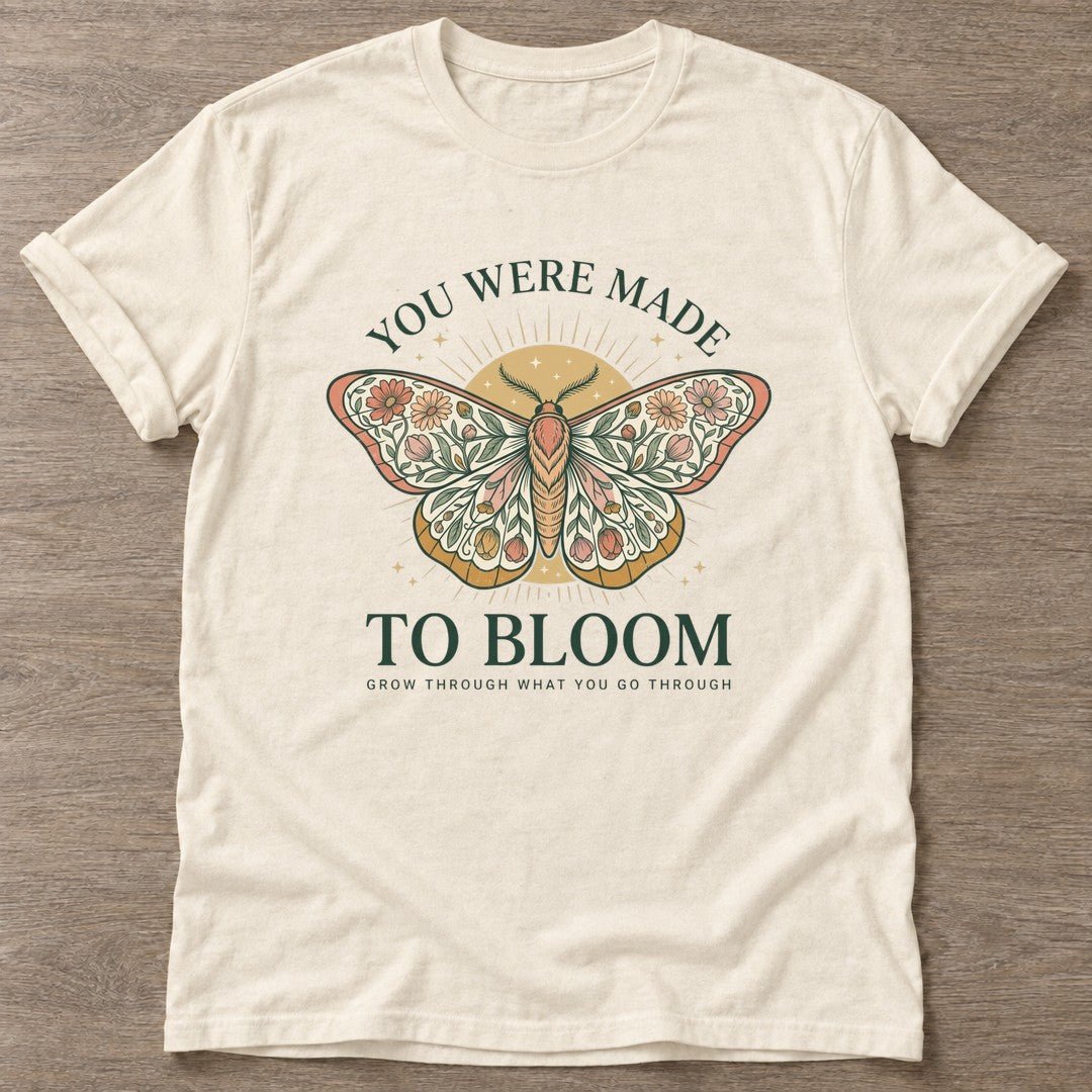 Natural Bloom Through T-shirt — floral strength design, for women who train