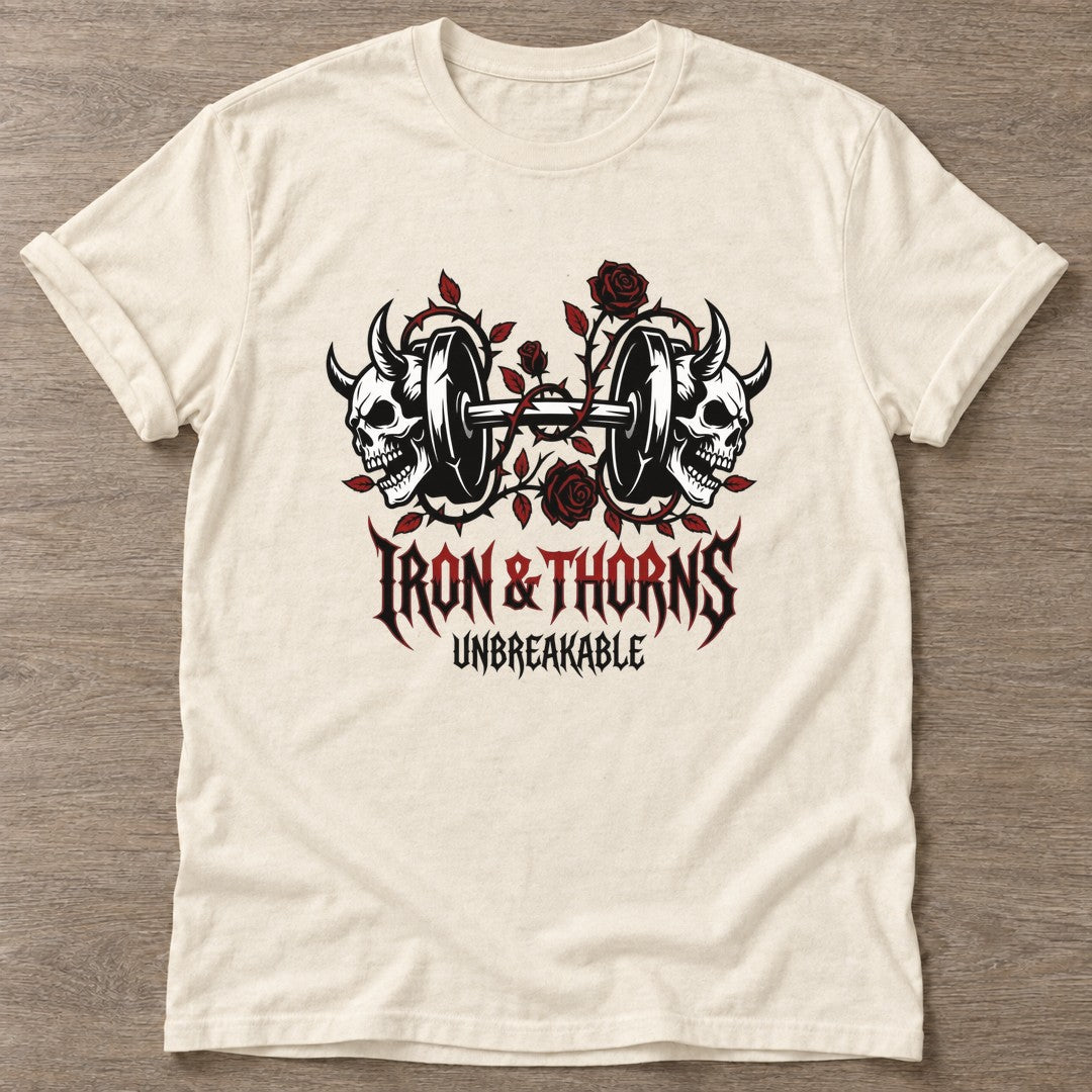 Natural Thorned Strength T-shirt — floral strength design, for women who train