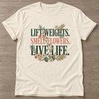 Natural Gym And Bloom T-shirt — floral strength design, for women who train