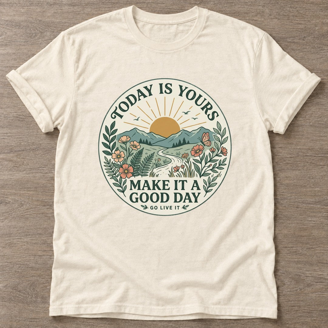 Natural Sunrise Intention T-shirt — motivational slogan design, for women who train