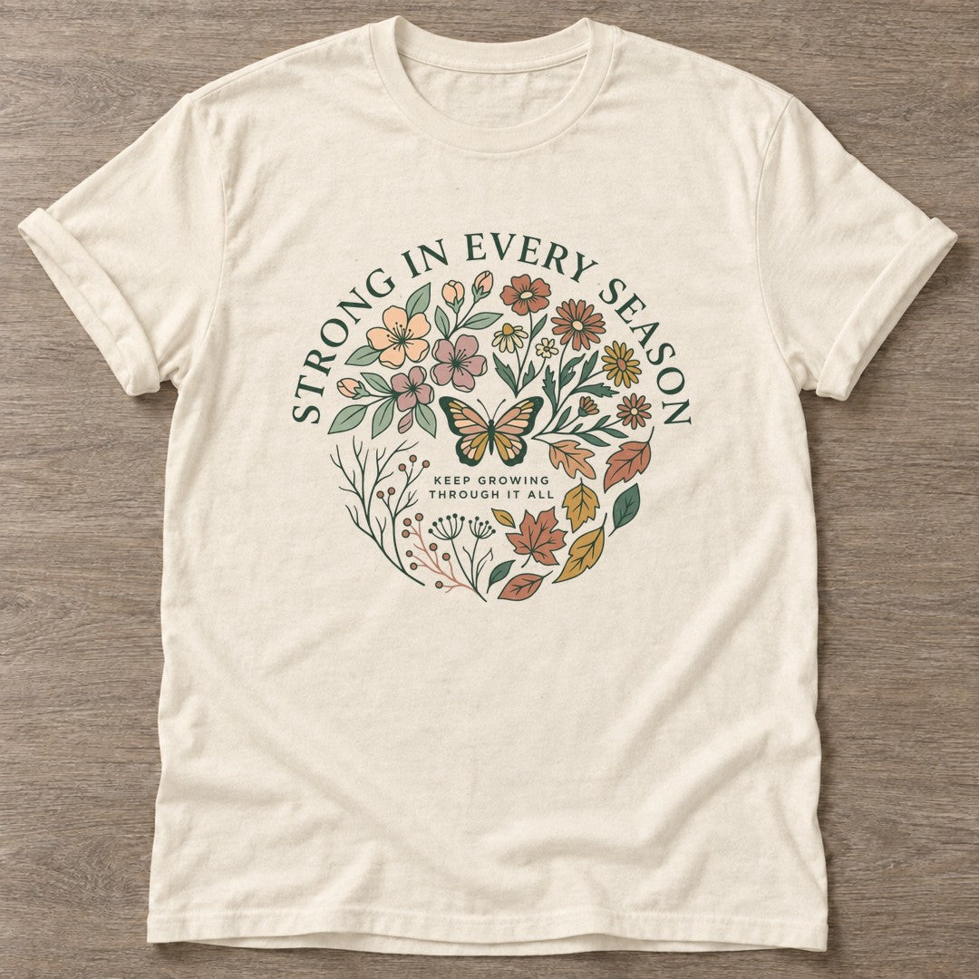 Natural Bloom Resilient T-shirt — floral strength design, for women who train