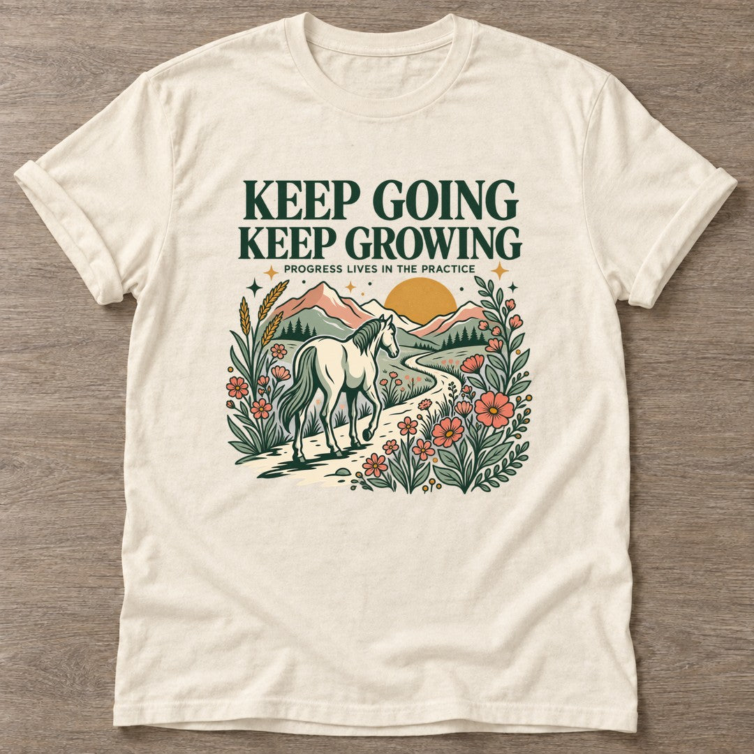 Natural Progress Practice T-shirt — growth mindset design, for women building a habit