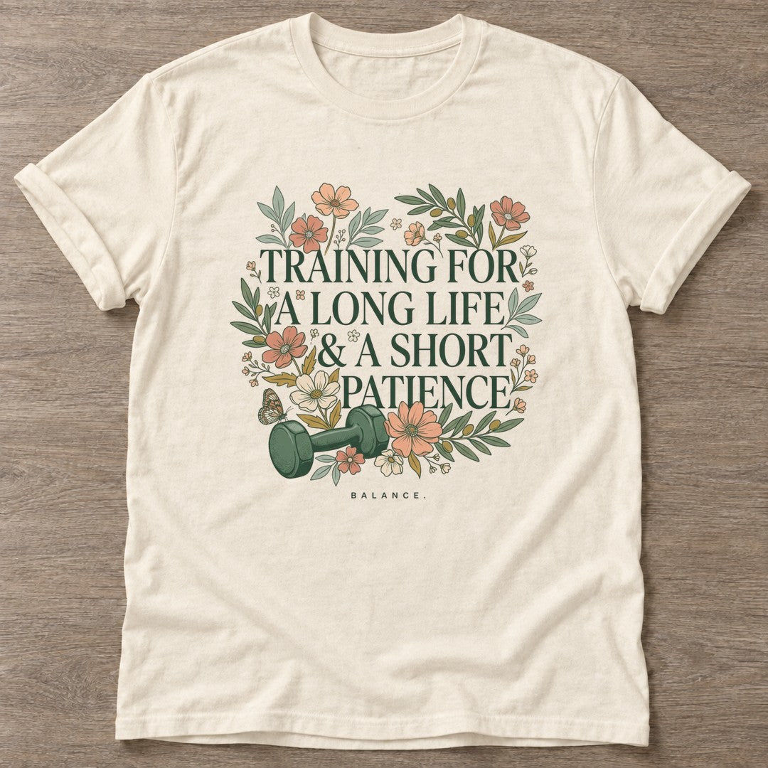 Natural Patience Over Perfection T-shirt — growth mindset design, for women building a habit