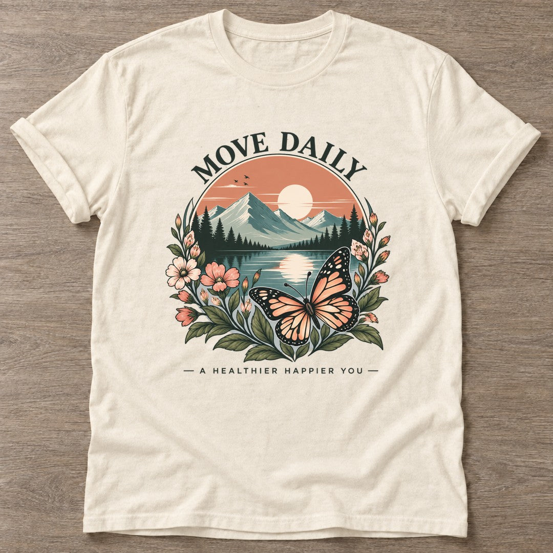 Natural Mountain Bloom T-shirt — floral strength design, for women who train
