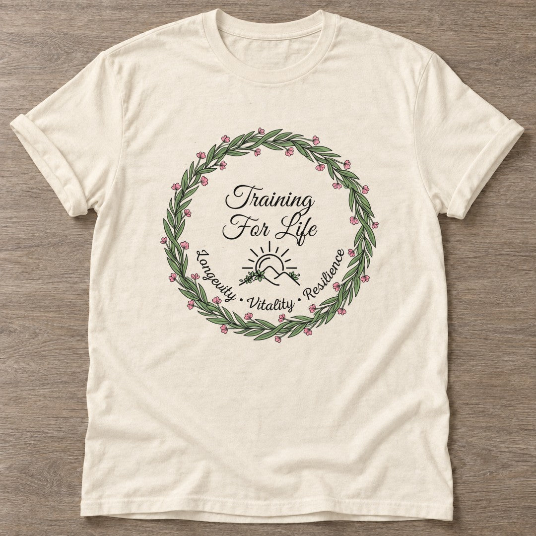 Natural Longevity Vitality T-shirt — longevity training design, for women over 40