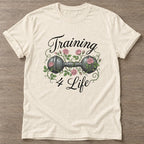 Natural Iron Rose T-shirt — floral strength design, for women who train