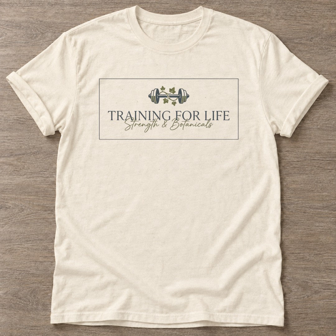 Natural Botanical Grind T-shirt — floral strength design, for women who train