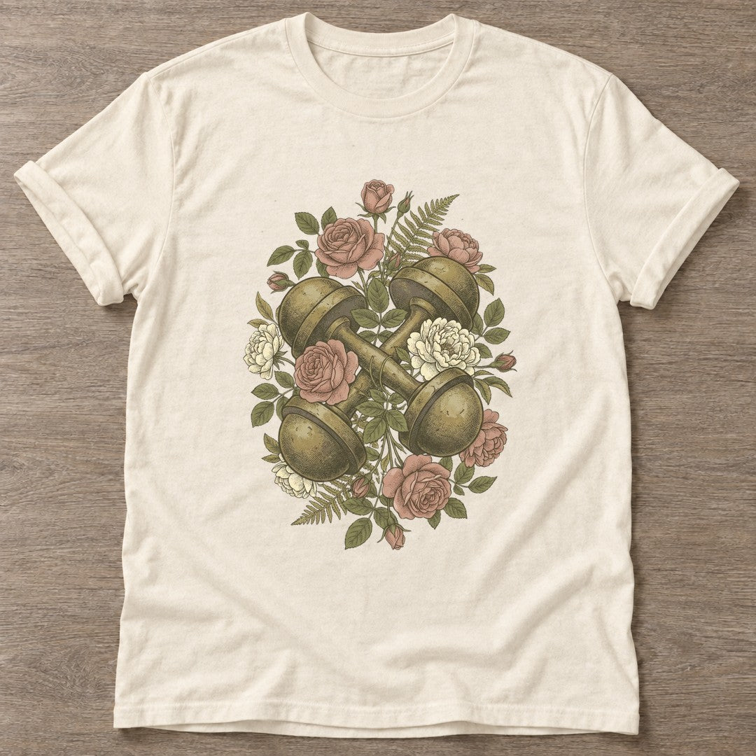 Natural Lift And Grow T-shirt — weightlifting design, for women who lift