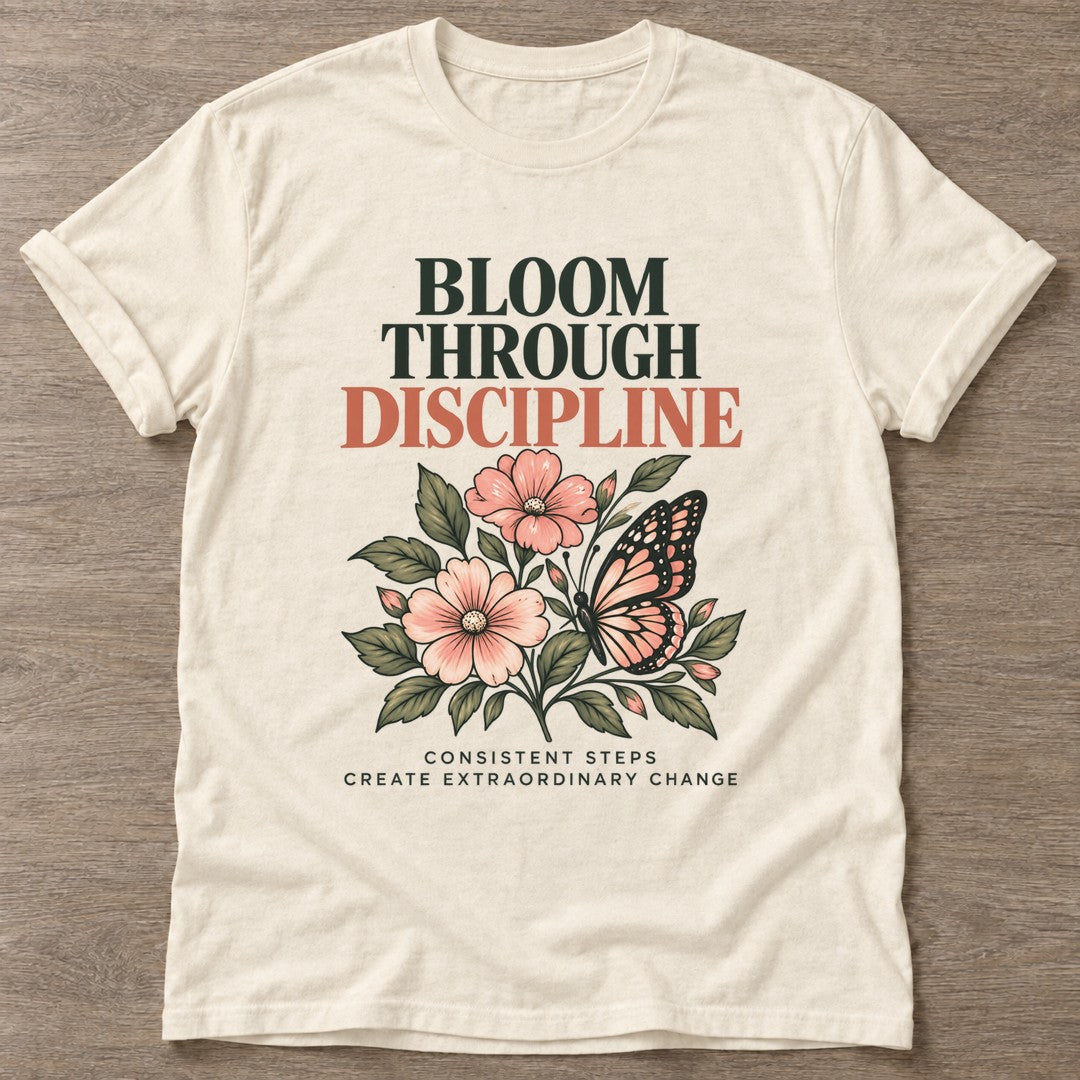 Natural Bloom Daily T-shirt — floral strength design, for women who train