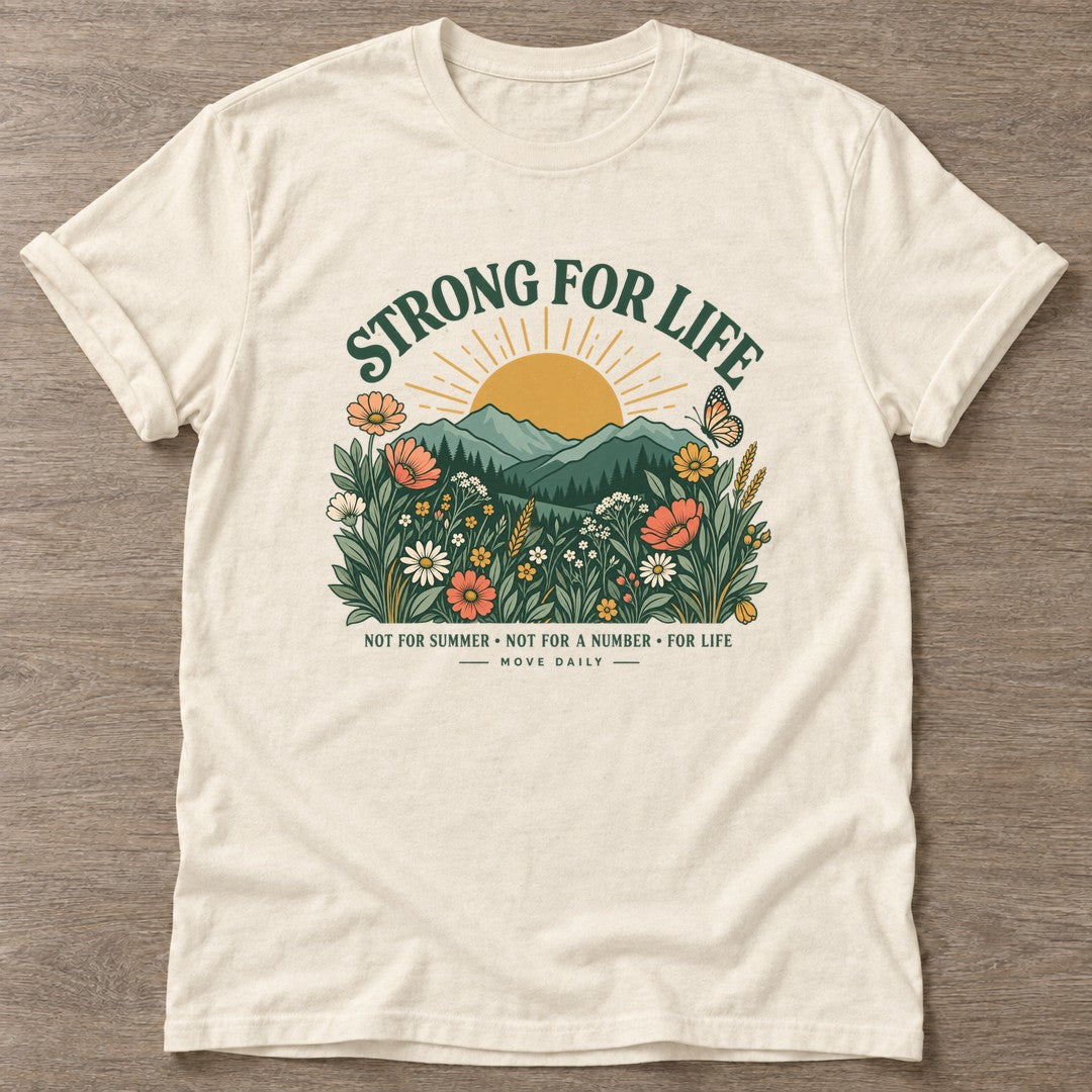 Natural Wildflower Strength T-shirt — floral strength design, for women who train