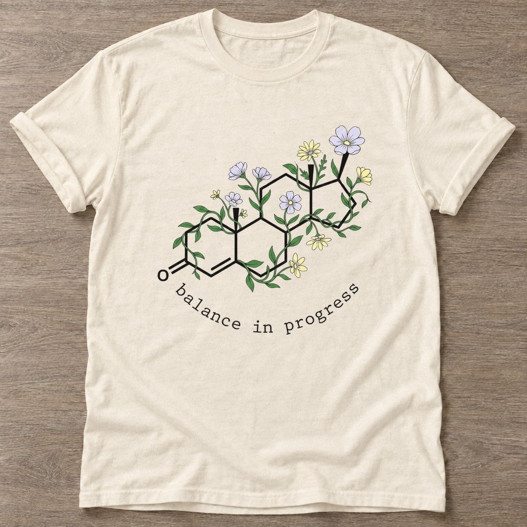 Natural Blooming Chemistry T-shirt — floral strength design, for women who train