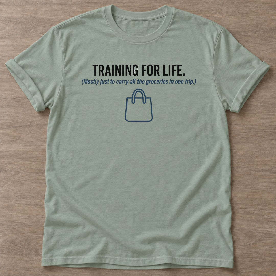 Sage Grocery Gains T-shirt — funny gym slogan, for women who train and laugh about it