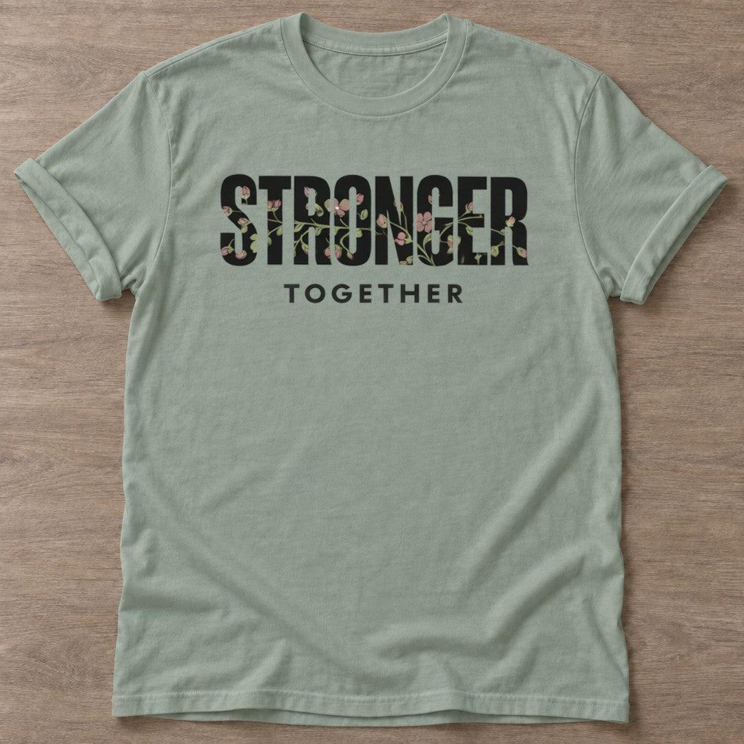 Sage Blooming Strength T-shirt — floral strength design, for women who train