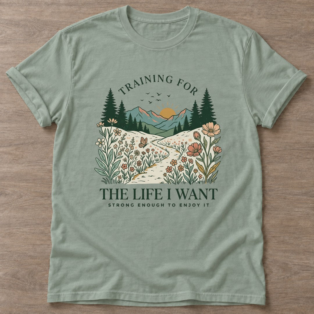 Sage Enjoy The Climb T-shirt — motivational slogan design, for women who train