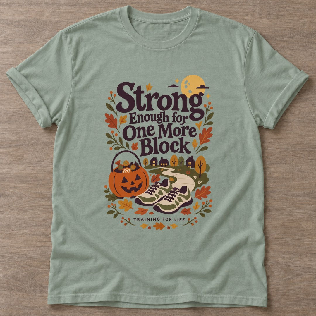 Sage One More Block T-shirt — walking club design, for women who walk