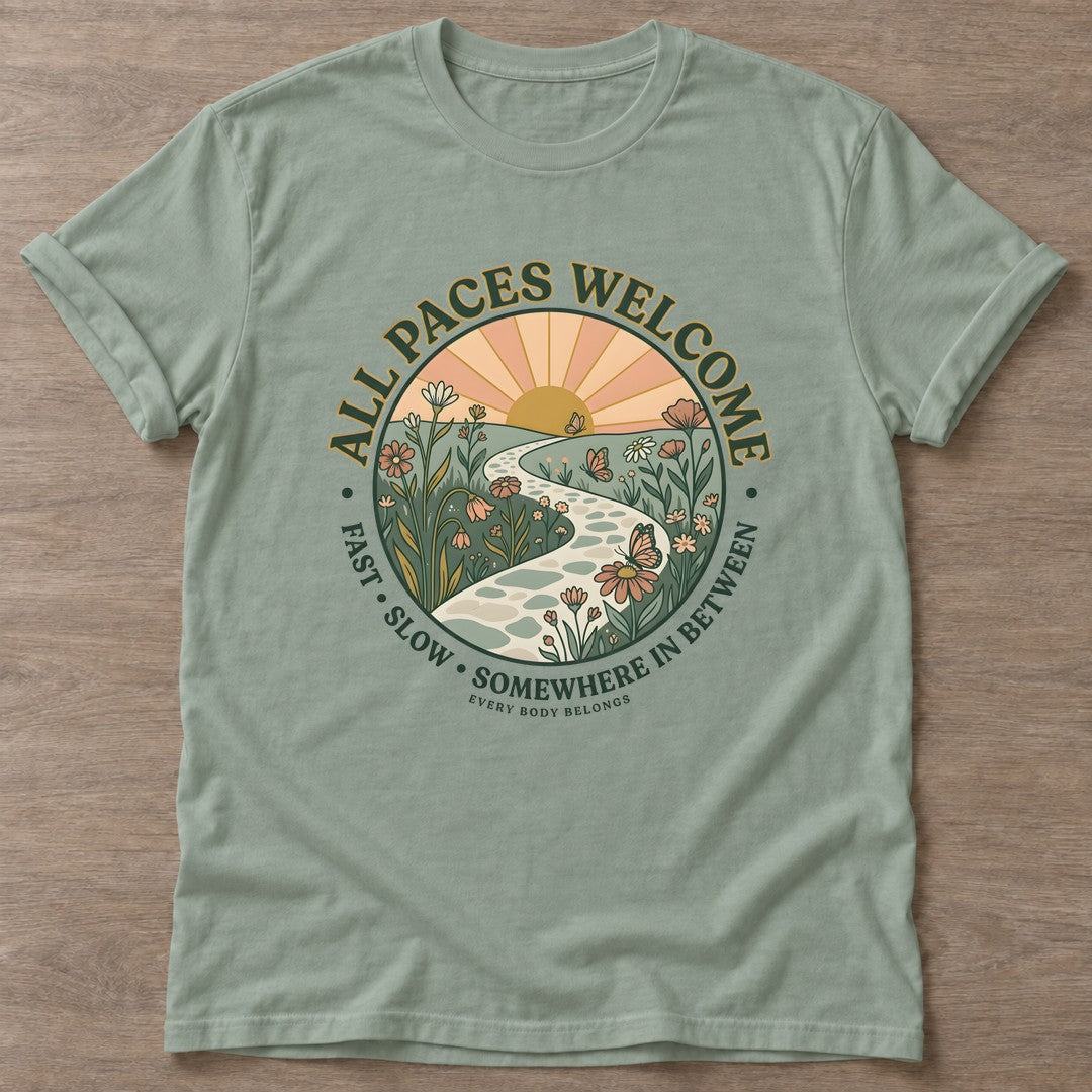 Sage Pace Yourself T-shirt — motivational slogan design, for women who train