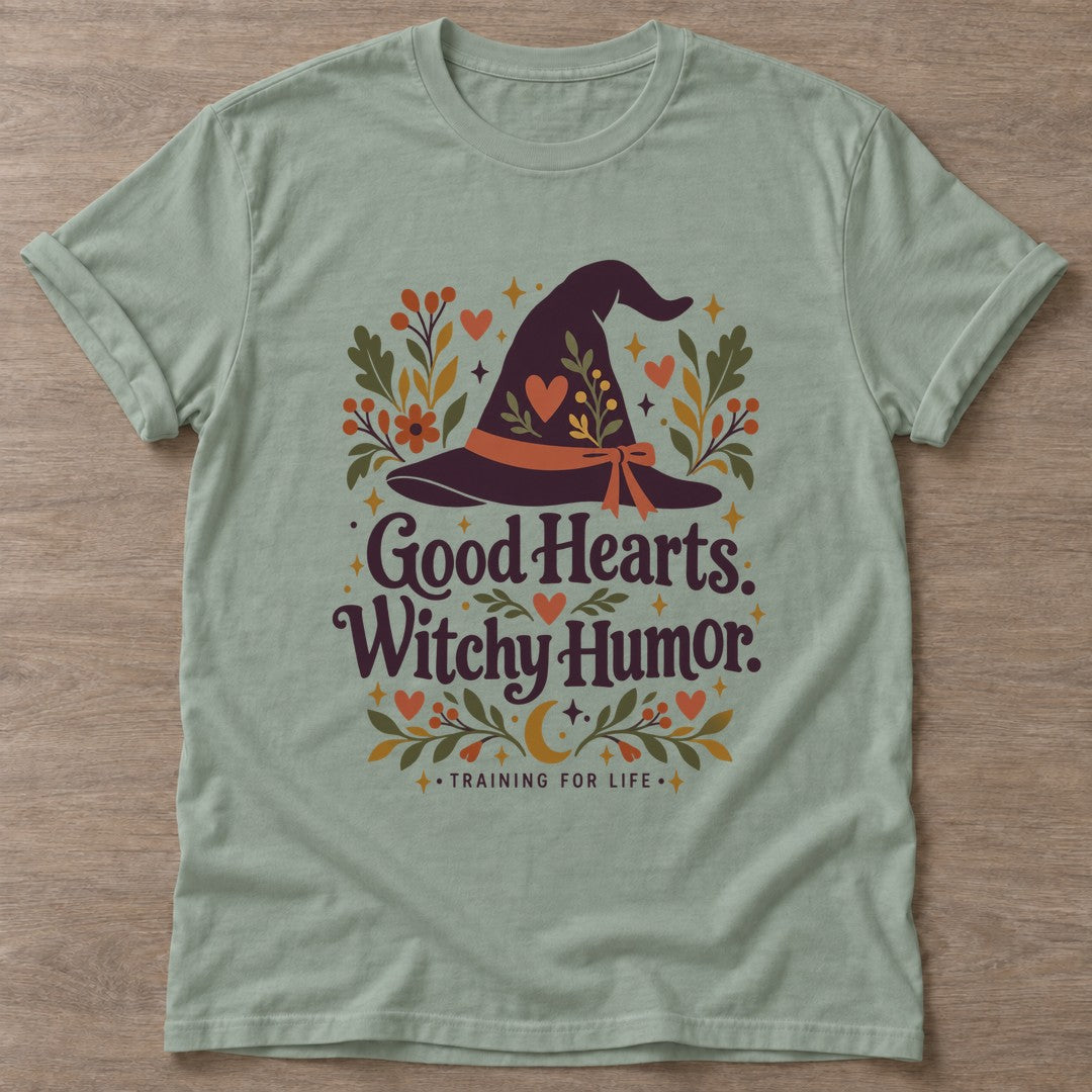 Sage Witchy Humor T-shirt — funny gym slogan, for women who train and laugh about it