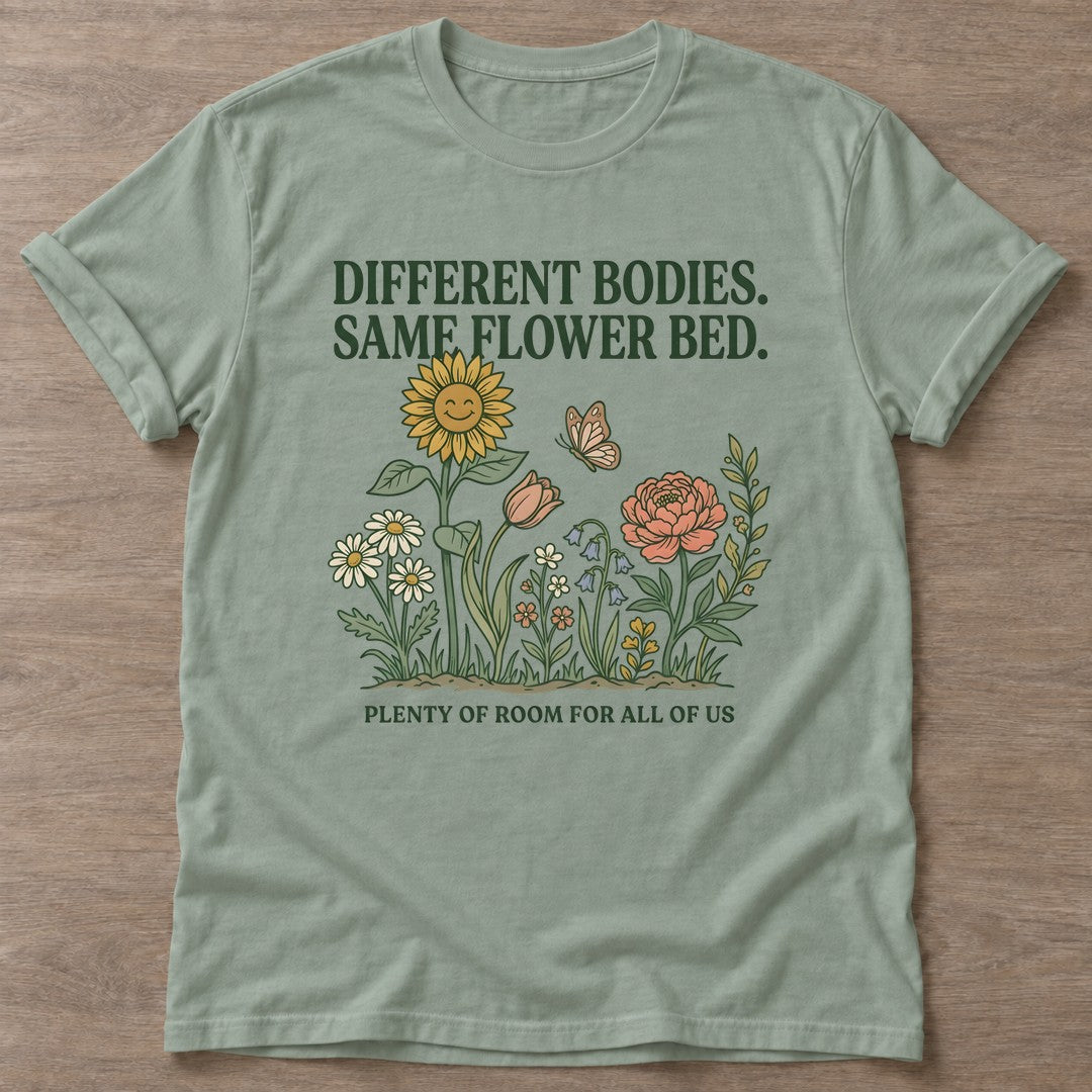 Sage Different Bodies T-shirt — body positive design, for every body in the gym
